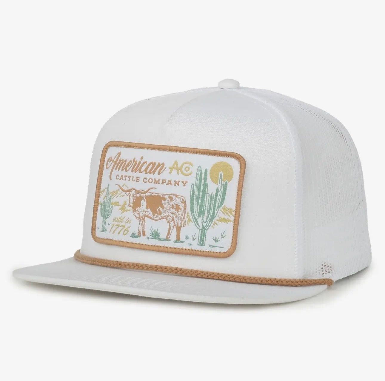 Men’s White and Gold American Cattle Hat