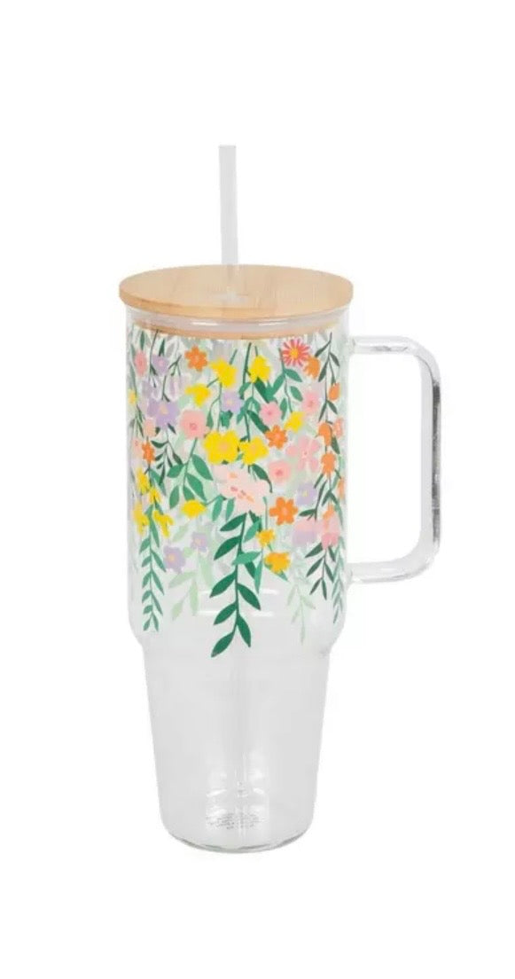 45 oz Floral Glass Tumbler