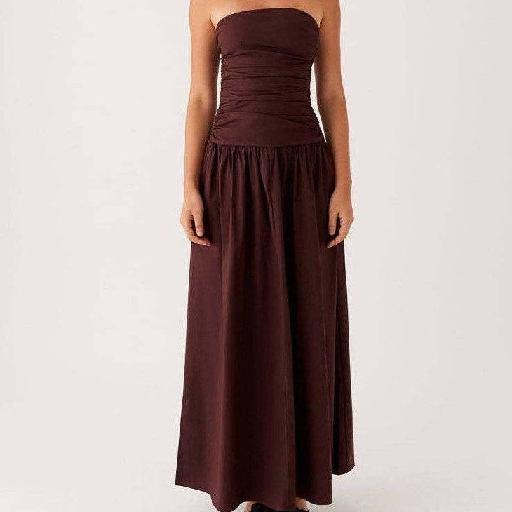 Autumn Muse Strapless Maxi Dress