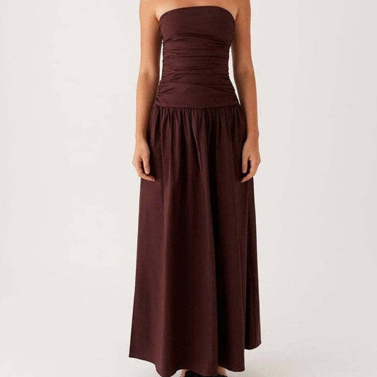 Autumn Muse Strapless Maxi Dress